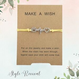 Make A Wish Yellow Braid Bracelet Adjustable Black Rope Hand Jewelry Gift
